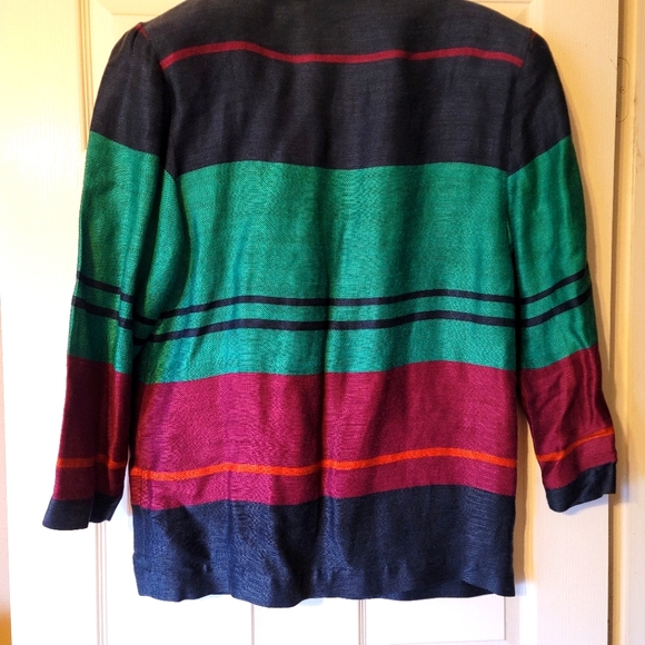 Multi colored Liz Claiborne linen unlined blazer size M/L - Picture 2 of 3